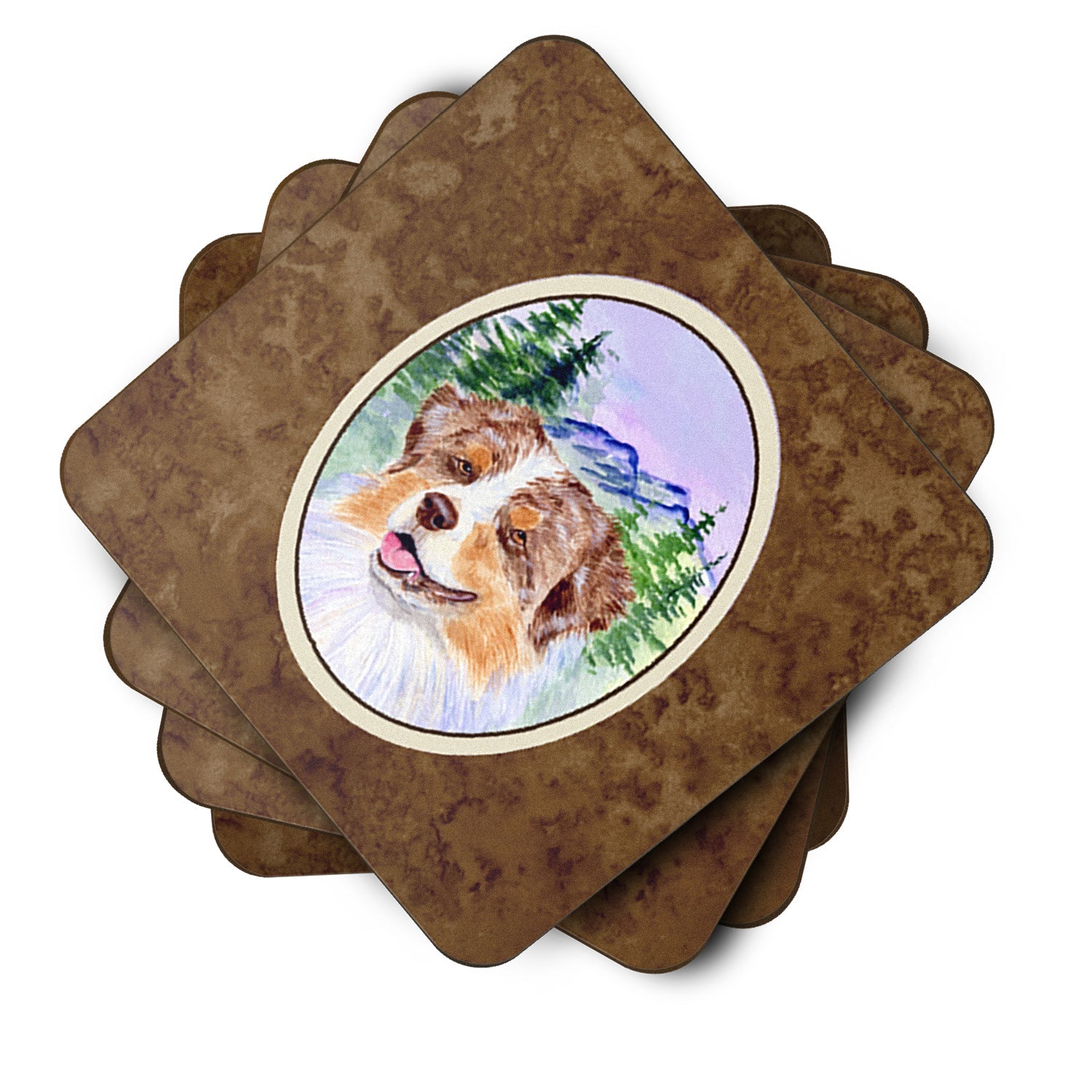 Australian Shepherd Foam Coasters Set of 4 Cup Coasters for Indoor Outdoor, Tabletop Protection, Anti Slip, Mouse pad Material