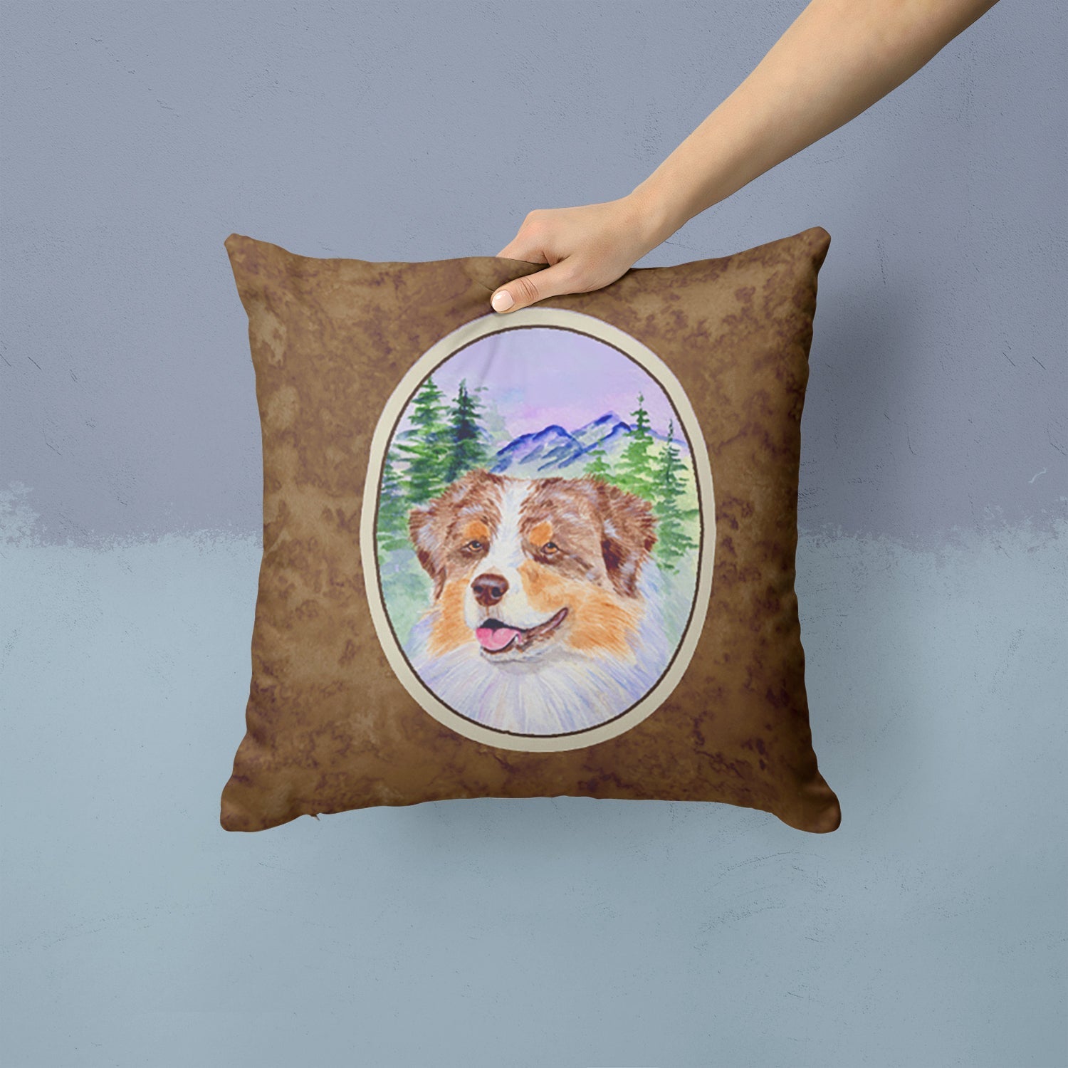 Australian Shepherd Decorative Throw Pillow 14x14 Indoor Outdoor Accent Cushion, Fabric Cover with Insert for Sofa, Bed, Porch & Living Room