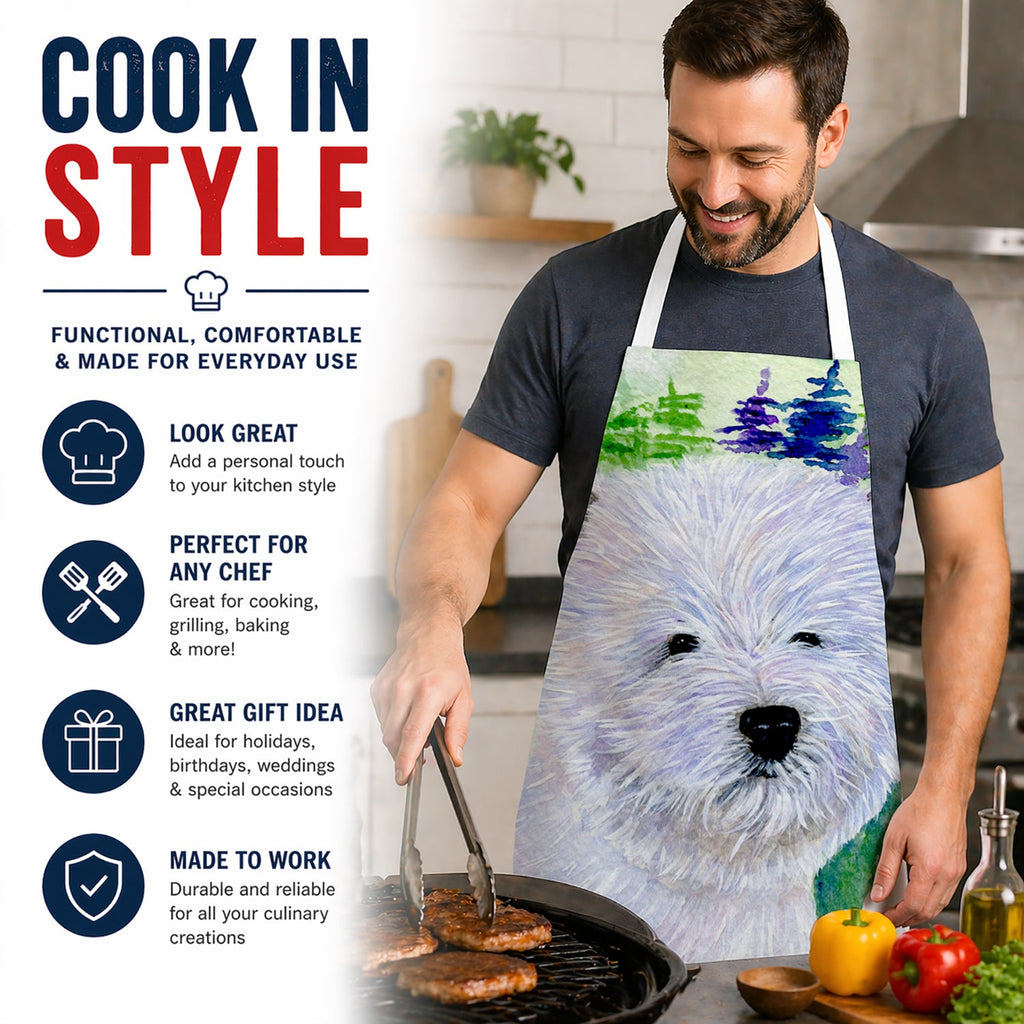 Westie Apron Cooking Kitchen Server Baking Crafts Gardening for Adult Women Men, Unisex, Large, Multicolor