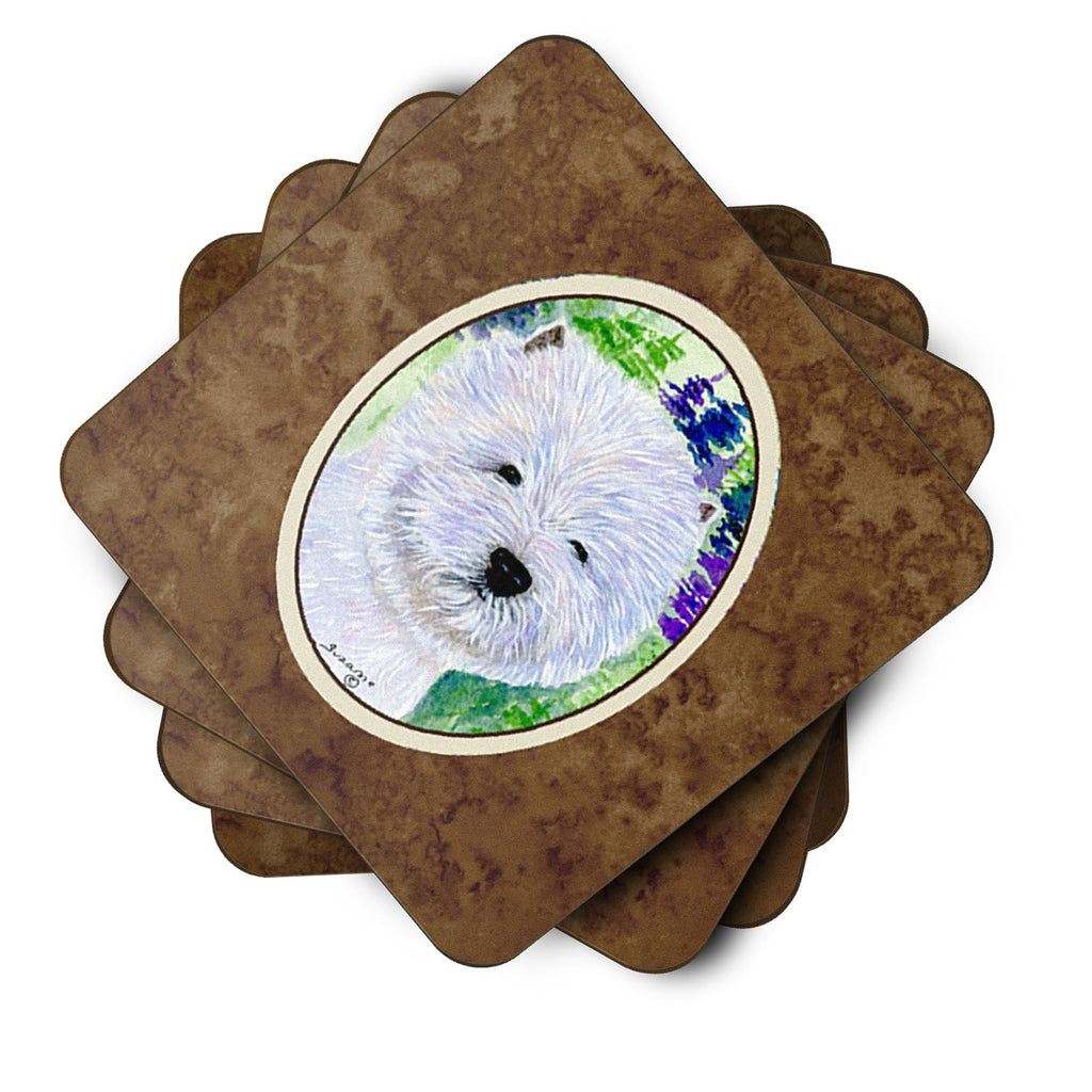 Westie Foam Coasters Set of 4 Cup Coasters for Indoor Outdoor, Tabletop Protection, Anti Slip, Mouse pad Material