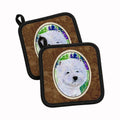 Westie Pot Holder Set of 2 Heat Resistant Quilted Hot Pads 7.5 x 7.5 Inch, Insulated Kitchen Trivets for Cooking & Baking
