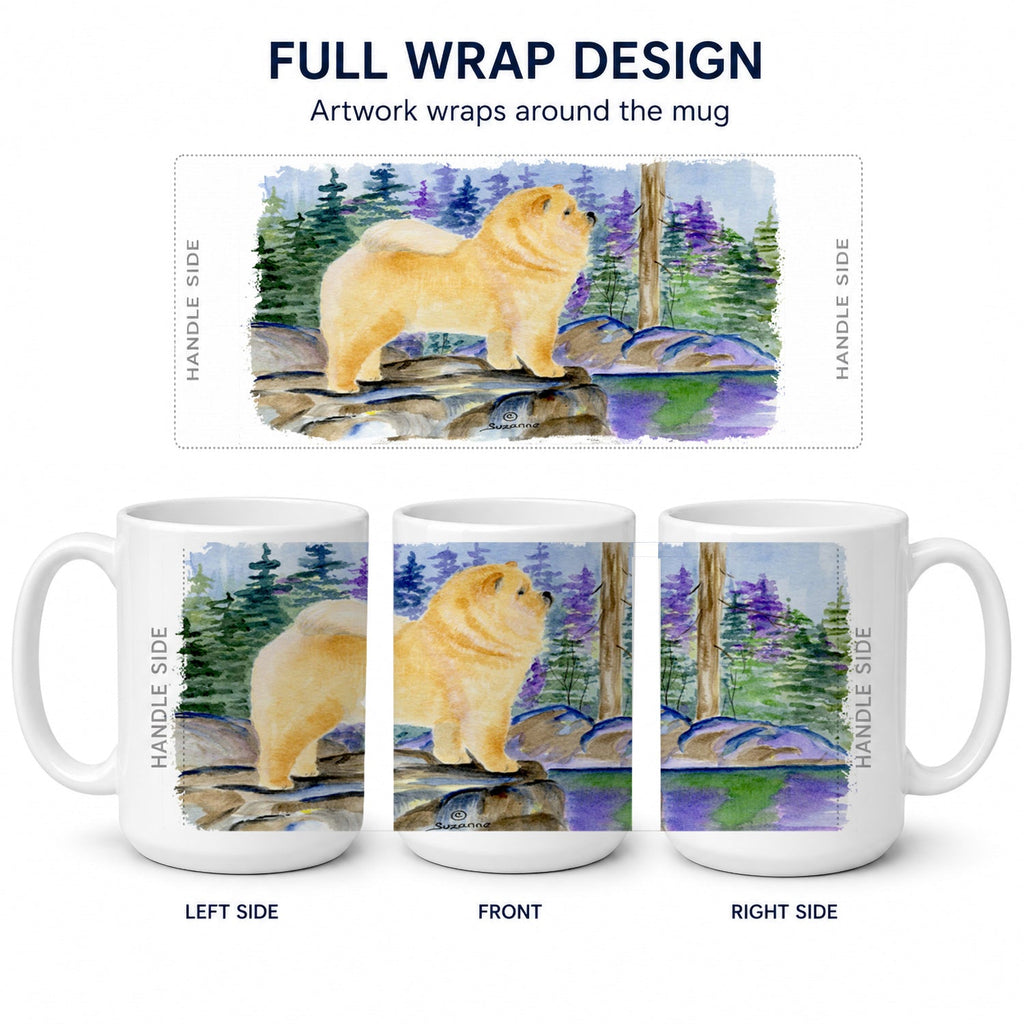 Chow Chow Ceramic Coffee Mug 15 oz Decorative Large C Handle Mug Cup for Tea, Cocoa Hot Chocolate