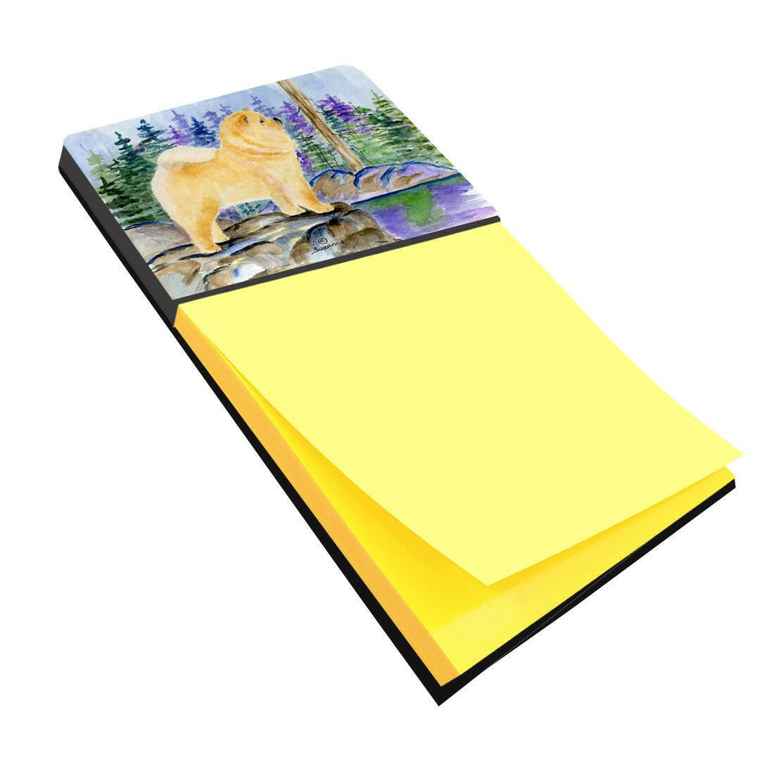 Chow Chow Watercolor Sticky Note Holder Refillable Dispenser Desk Accessory 3x3 Pad Gift