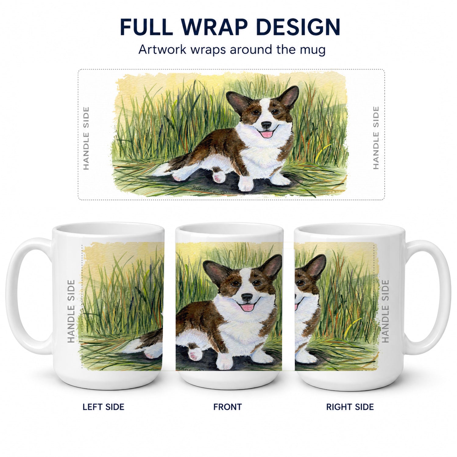 Corgi Ceramic Coffee Mug 15 oz Decorative Large C Handle Mug Cup for Tea, Cocoa Hot Chocolate
