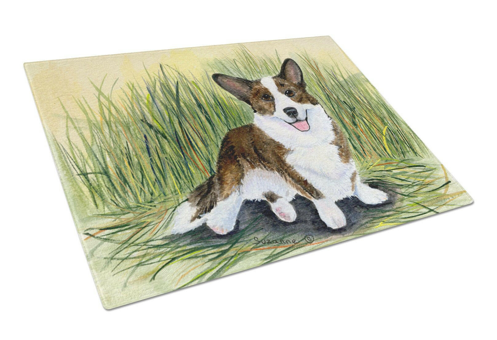 Corgi Cutting Board Tempered Glass Kitchen Cutting Surface, Heat Resistant Chopping, Non-Slip Feet, Food Prep & Serving