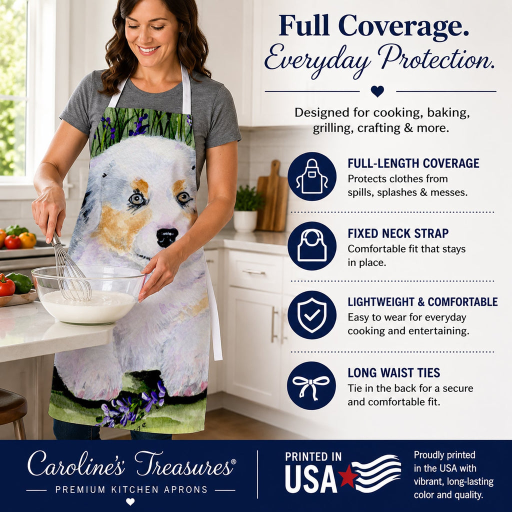 Australian Shepherd Apron Cooking Kitchen Server Baking Crafts Gardening for Adult Women Men, Unisex, Large, Multicolor
