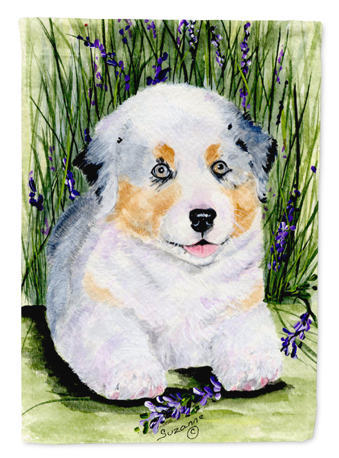 Australian Shepherd House Flag 28x40 Porch Sleeve Pole Decorative Outside Yard Banner Artwork Wall Hanging, Polyester