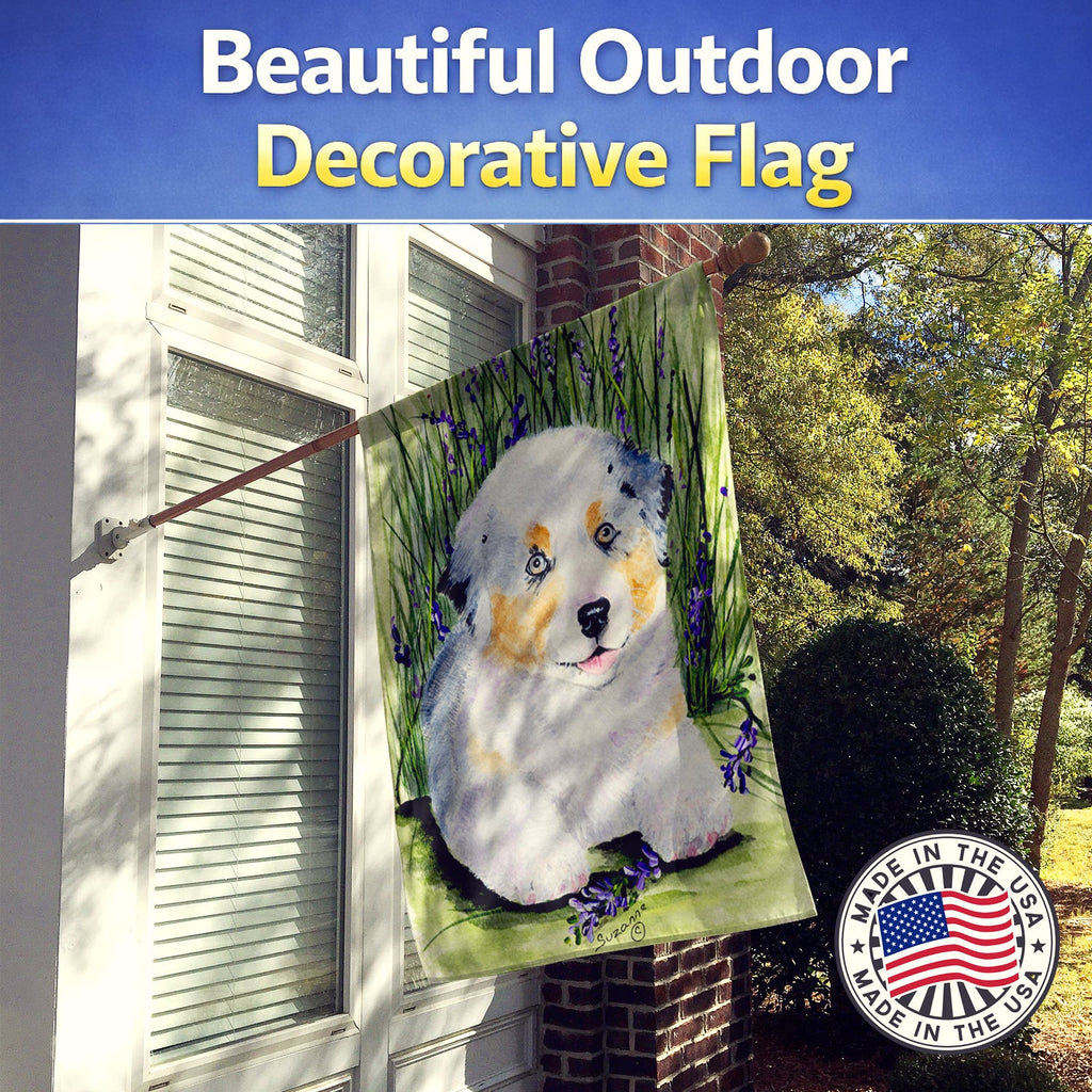 Australian Shepherd House Flag 28x40 Porch Sleeve Pole Decorative Outside Yard Banner Artwork Wall Hanging, Polyester