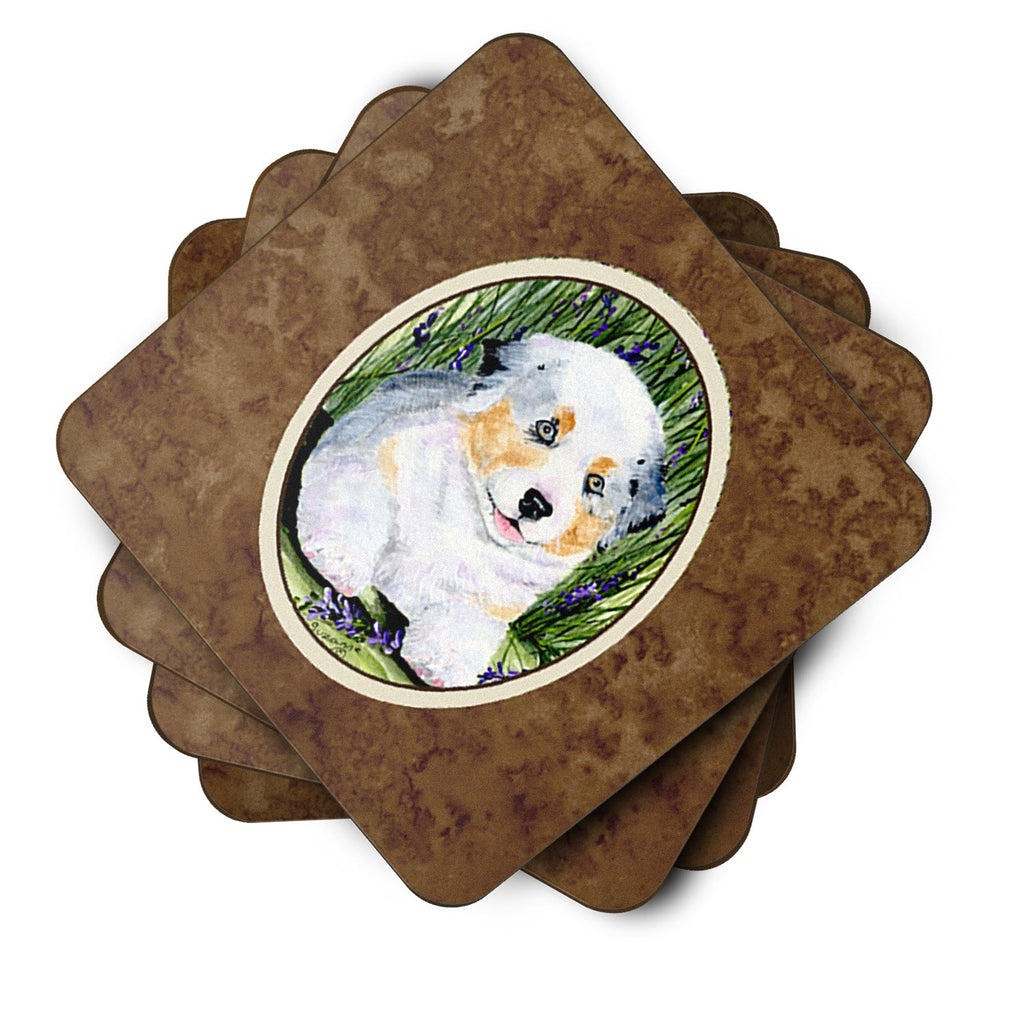 Australian Shepherd Foam Coasters Set of 4 Cup Coasters for Indoor Outdoor, Tabletop Protection, Anti Slip, Mouse pad Material