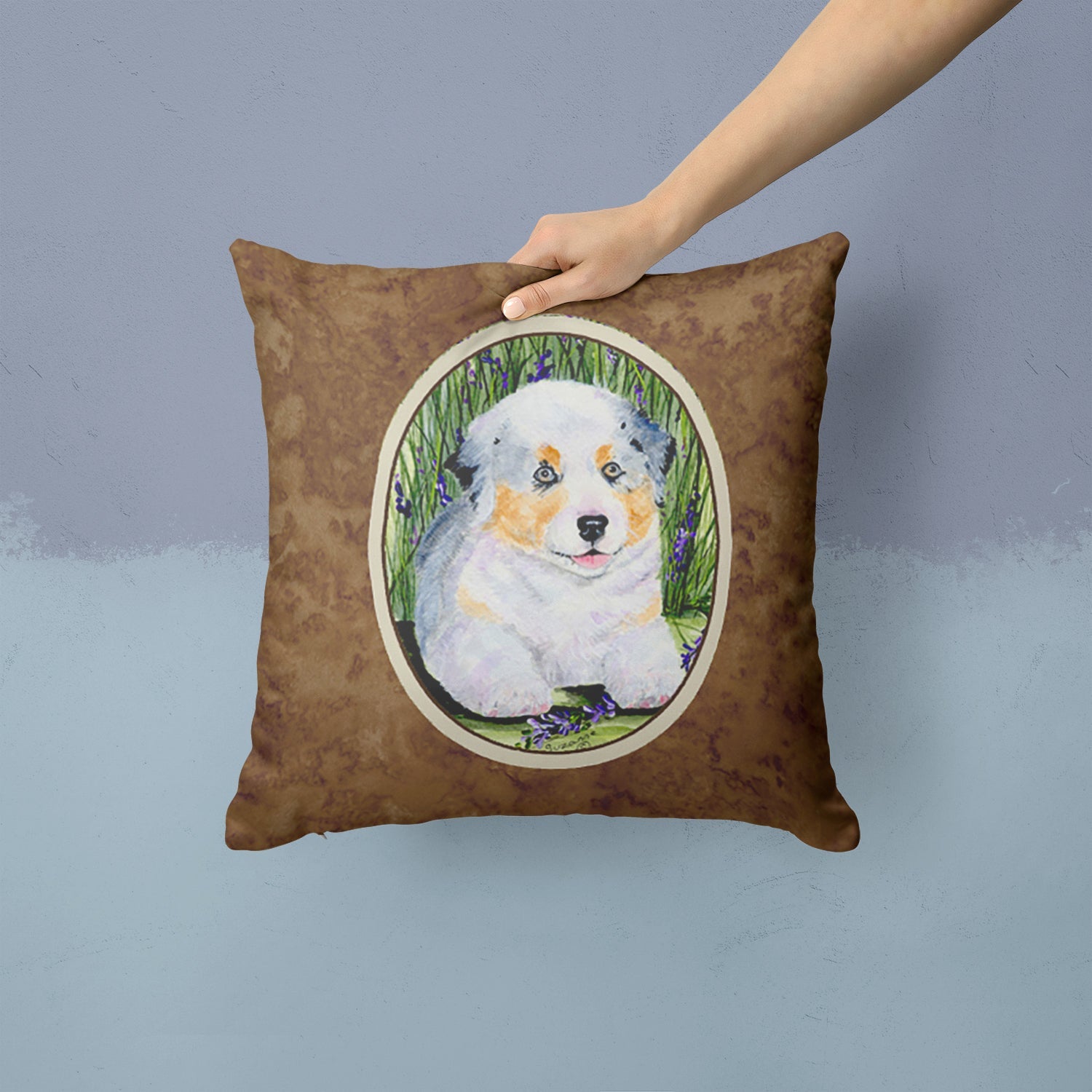 Australian Shepherd Decorative Throw Pillow 14x14 Indoor Outdoor Accent Cushion, Fabric Cover with Insert for Sofa, Bed, Porch & Living Room