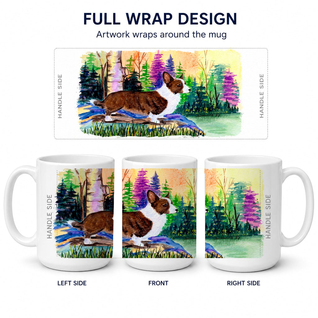 Corgi Ceramic Coffee Mug 15 oz Decorative Large C Handle Mug Cup for Tea, Cocoa Hot Chocolate