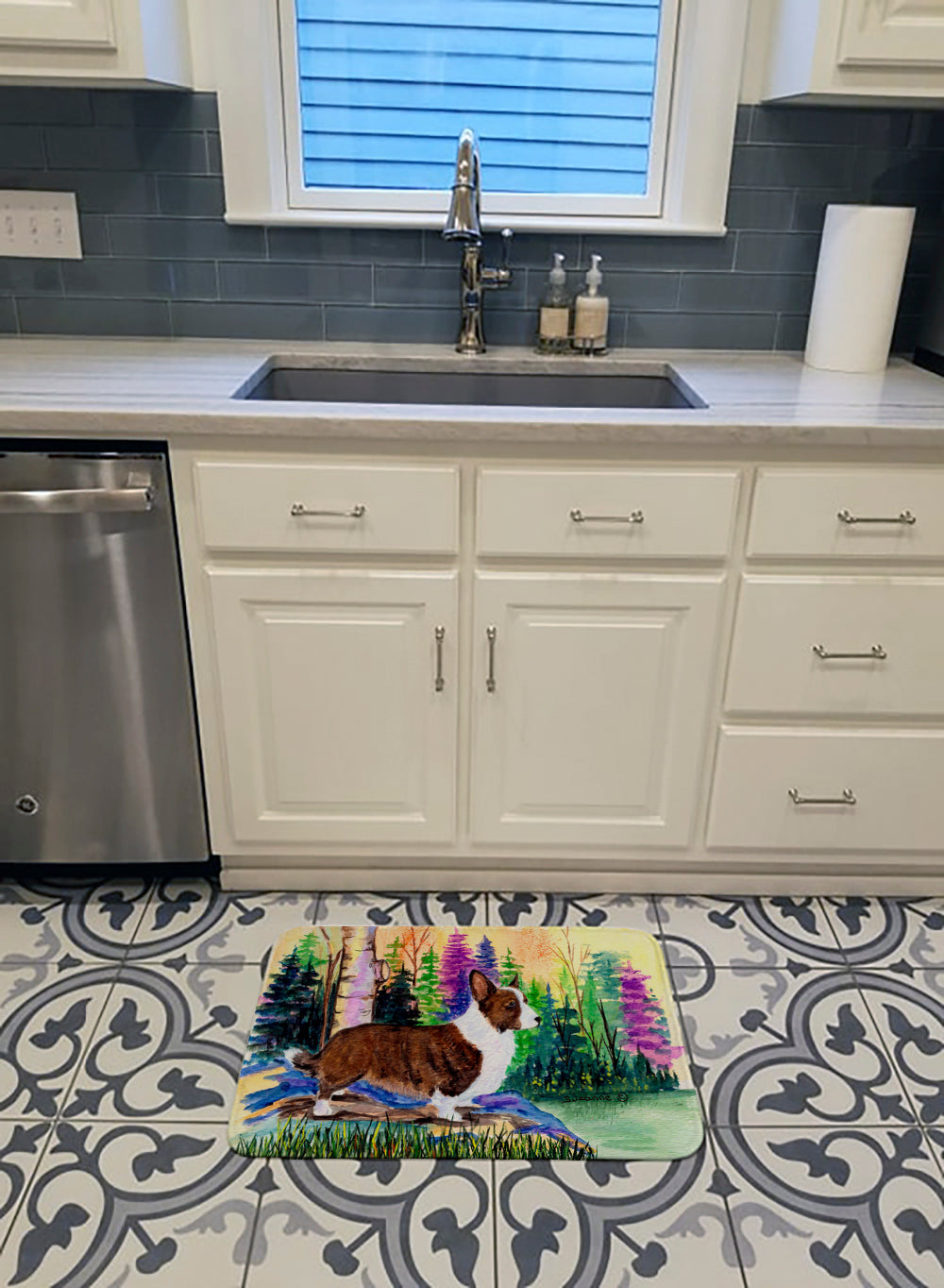 Corgi Memory Foam Kitchen Mat Machine Washable Anti-Fatigue Cushion Comfort Bath or Kitchen Rug