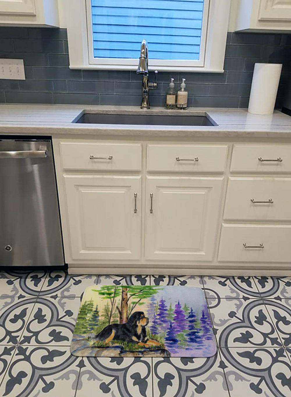 Tibetan Mastiff Memory Foam Kitchen Mat Machine Washable Anti-Fatigue Cushion Comfort Bath or Kitchen Rug