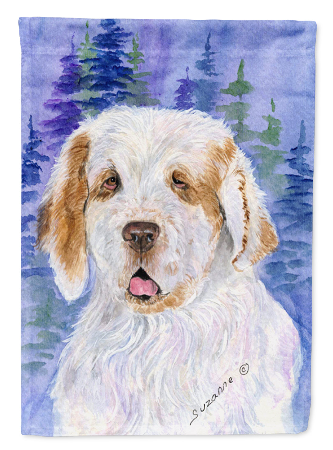 Clumber Spaniel House Flag 28x40 Porch Sleeve Pole Decorative Outside Yard Banner Artwork Wall Hanging, Polyester