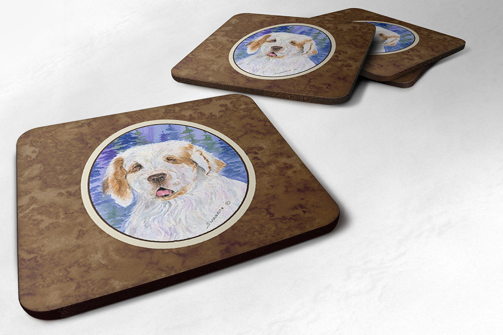 Clumber Spaniel Foam Coasters Set of 4 Cup Coasters for Indoor Outdoor, Tabletop Protection, Anti Slip, Mouse pad Material