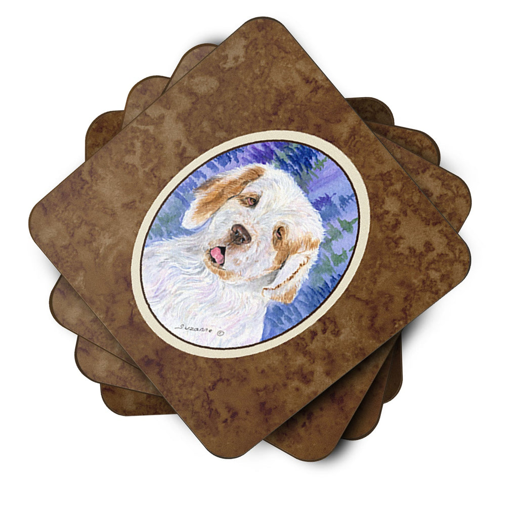 Clumber Spaniel Foam Coasters Set of 4 Cup Coasters for Indoor Outdoor, Tabletop Protection, Anti Slip, Mouse pad Material