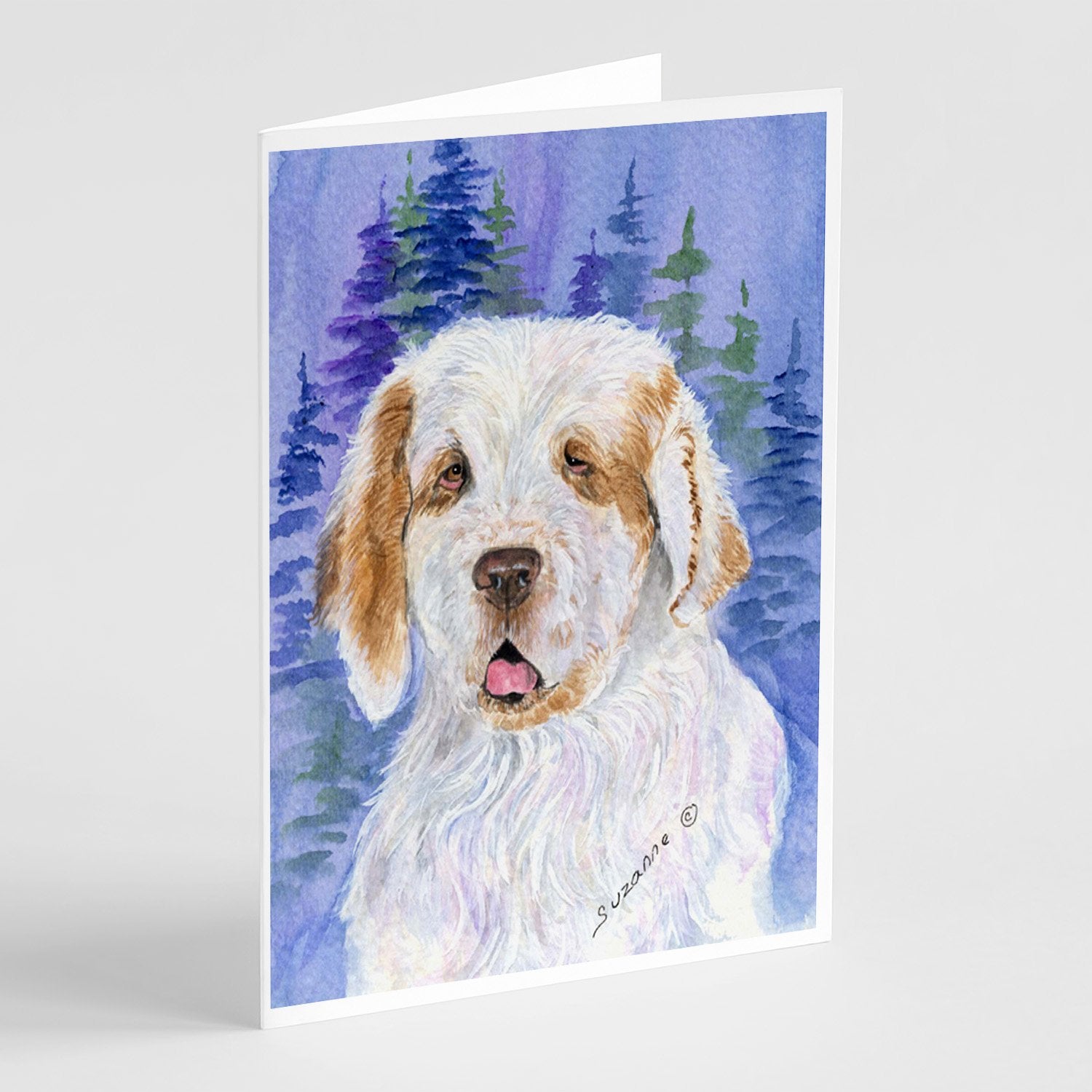 Clumber Spaniel Greeting Cards Pack of 8 Blank Cards with Envelopes Whimsical A7 Size 5x7
