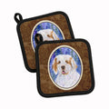 Clumber Spaniel Pot Holder Set of 2 Heat Resistant Quilted Hot Pads 7.5 x 7.5 Inch, Insulated Kitchen Trivets for Cooking & Baking