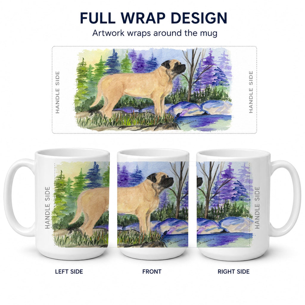Mastiff Ceramic Coffee Mug 15 oz Decorative Large C Handle Mug Cup for Tea, Cocoa Hot Chocolate