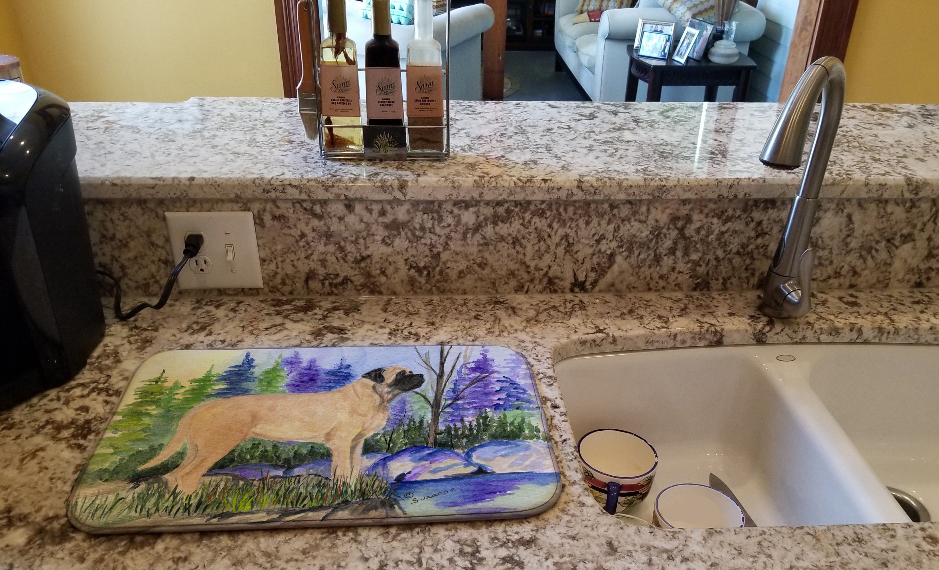 Mastiff Dish Drying Mat Absorbent Dish Drying Mat Pad for Kitchen Counter Dish Drainer Mat for Countertop, 14 x 21", Multicolor