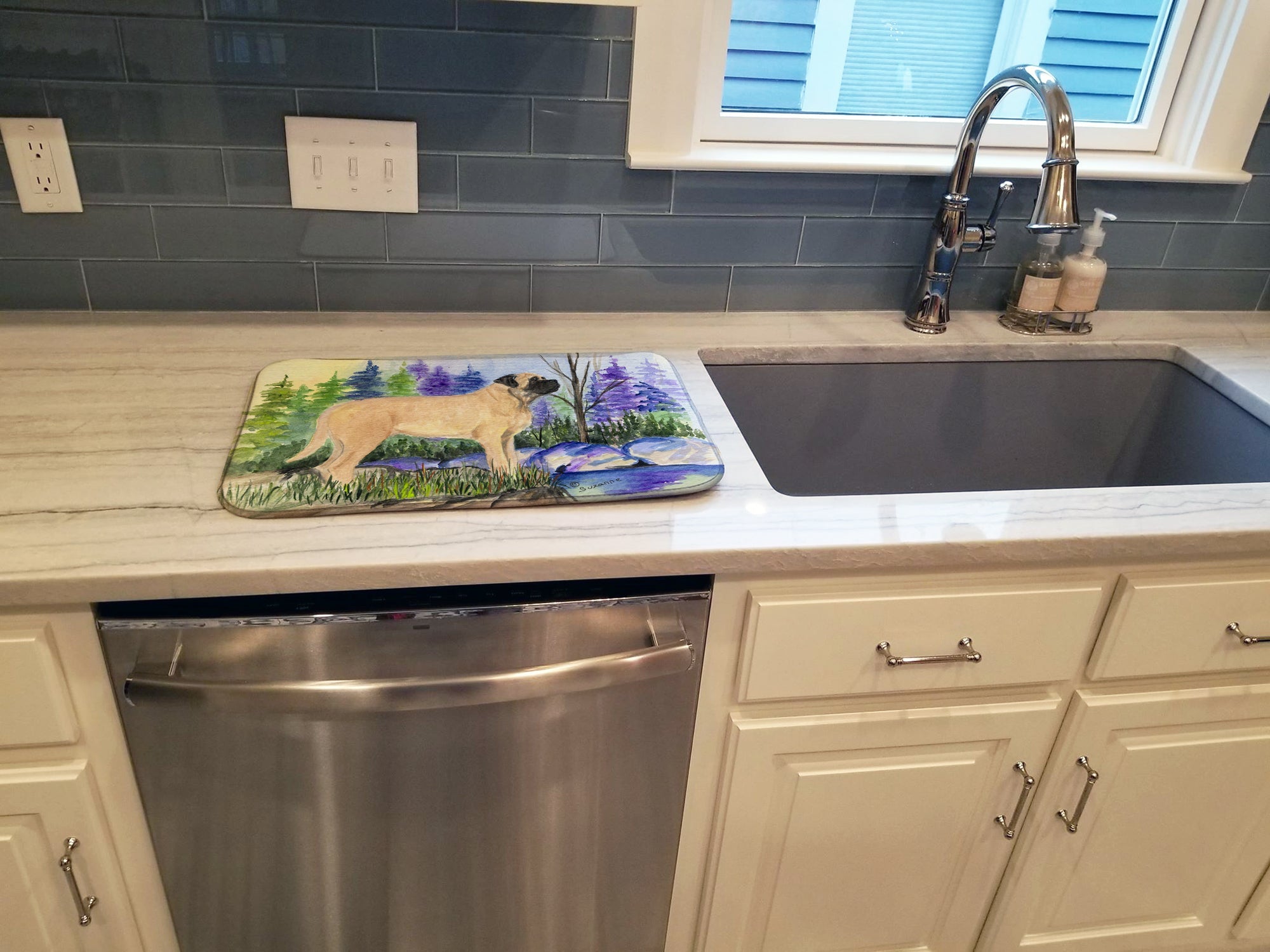 Mastiff Dish Drying Mat Absorbent Dish Drying Mat Pad for Kitchen Counter Dish Drainer Mat for Countertop, 14 x 21", Multicolor