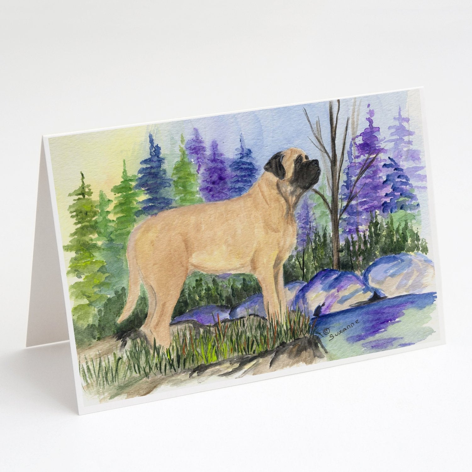 Mastiff Greeting Cards Pack of 8 Blank Cards with Envelopes Whimsical A7 Size 5x7
