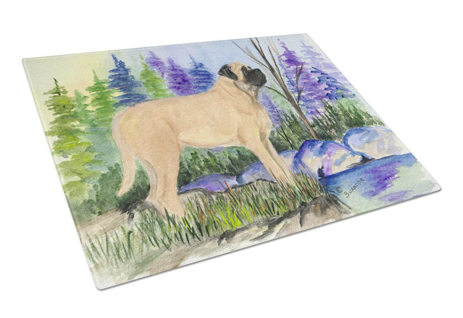 Mastiff Cutting Board Tempered Glass Kitchen Cutting Surface, Heat Resistant Chopping, Non-Slip Feet, Food Prep & Serving