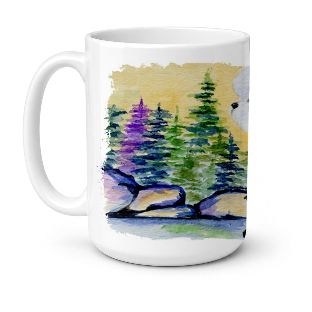 Bichon Frise Ceramic Coffee Mug 15 oz Decorative Large C Handle Mug Cup for Tea, Cocoa Hot Chocolate