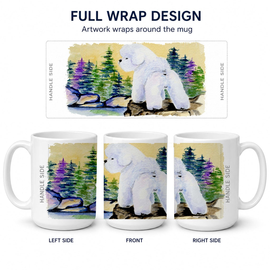 Bichon Frise Ceramic Coffee Mug 15 oz Decorative Large C Handle Mug Cup for Tea, Cocoa Hot Chocolate
