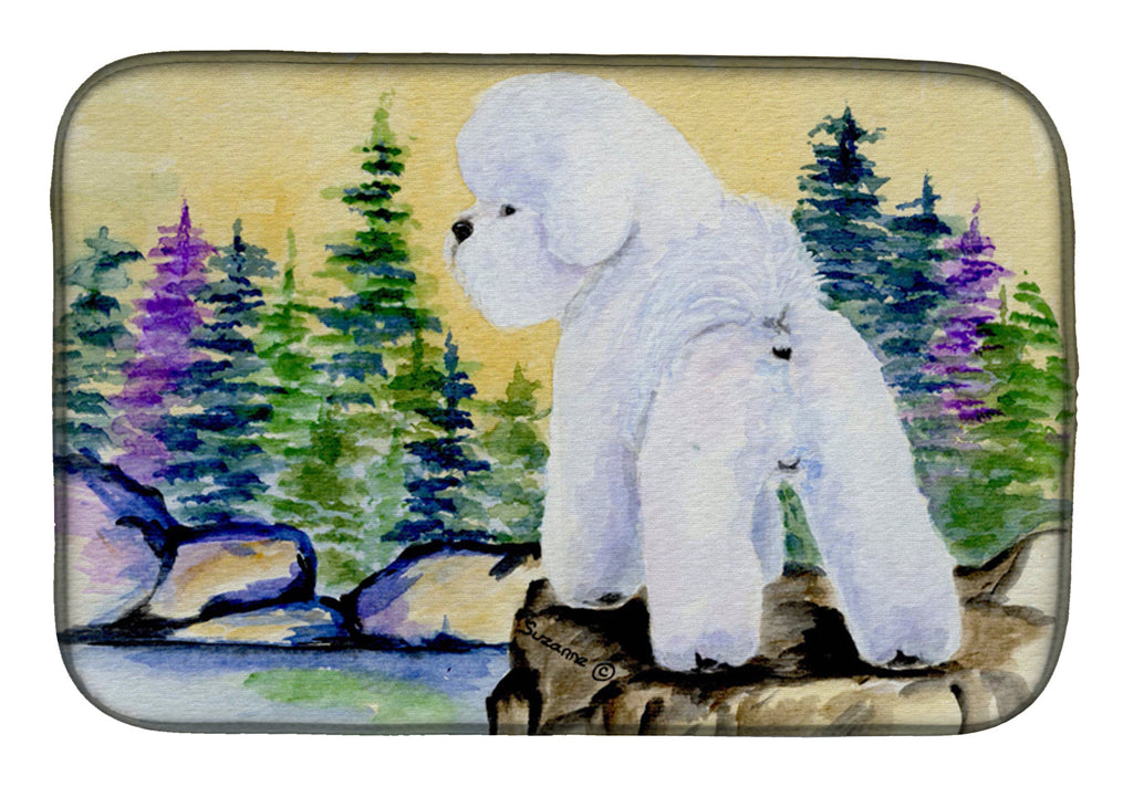 Bichon Frise Dish Drying Mat Absorbent Dish Drying Mat Pad for Kitchen Counter Dish Drainer Mat for Countertop, 14 x 21", Multicolor