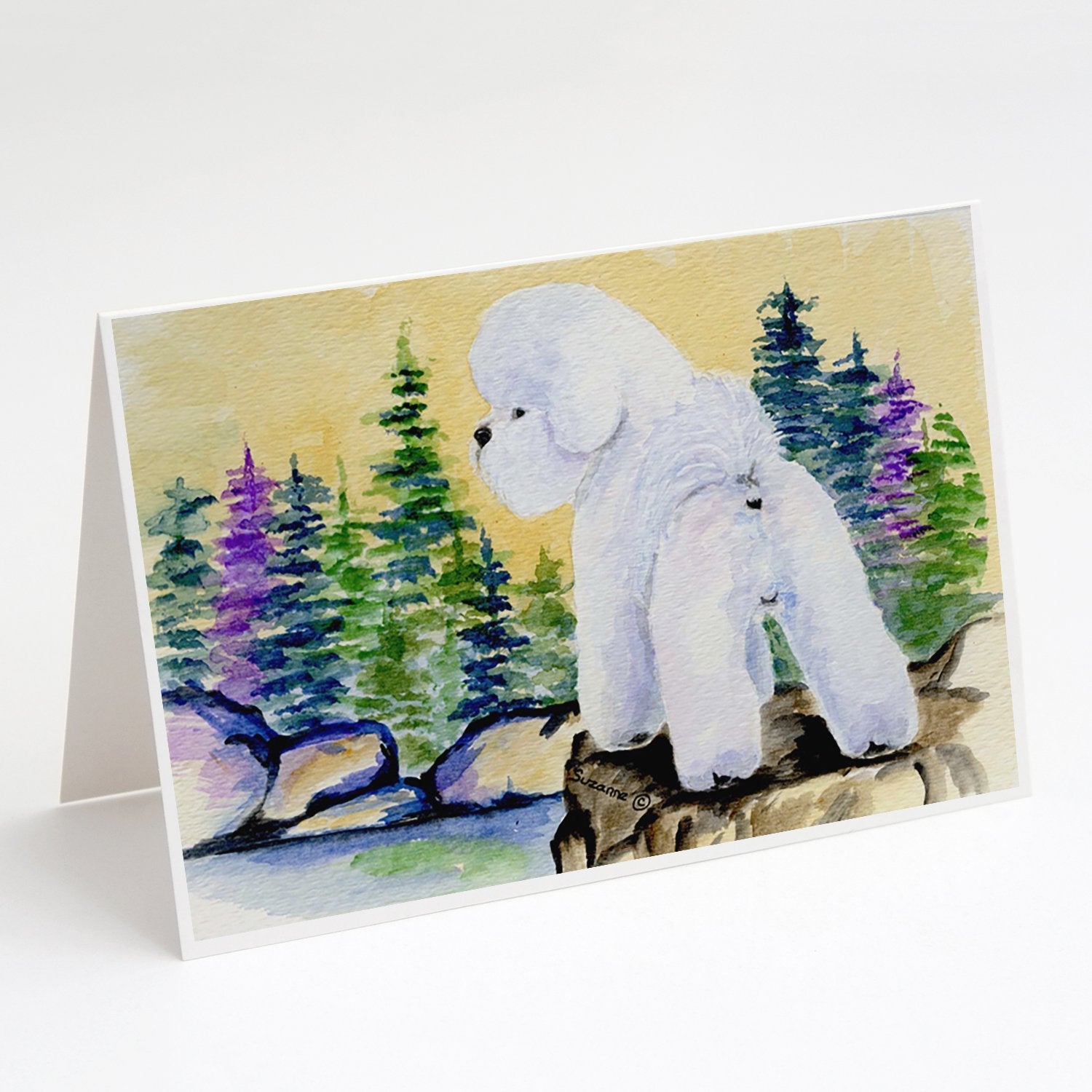 Bichon Frise Greeting Cards Pack of 8 Blank Cards with Envelopes Whimsical A7 Size 5x7