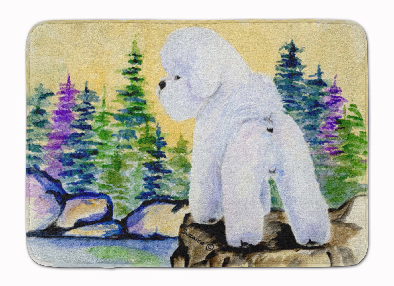 Bichon Frise Memory Foam Kitchen Mat Machine Washable Anti-Fatigue Cushion Comfort Bath or Kitchen Rug