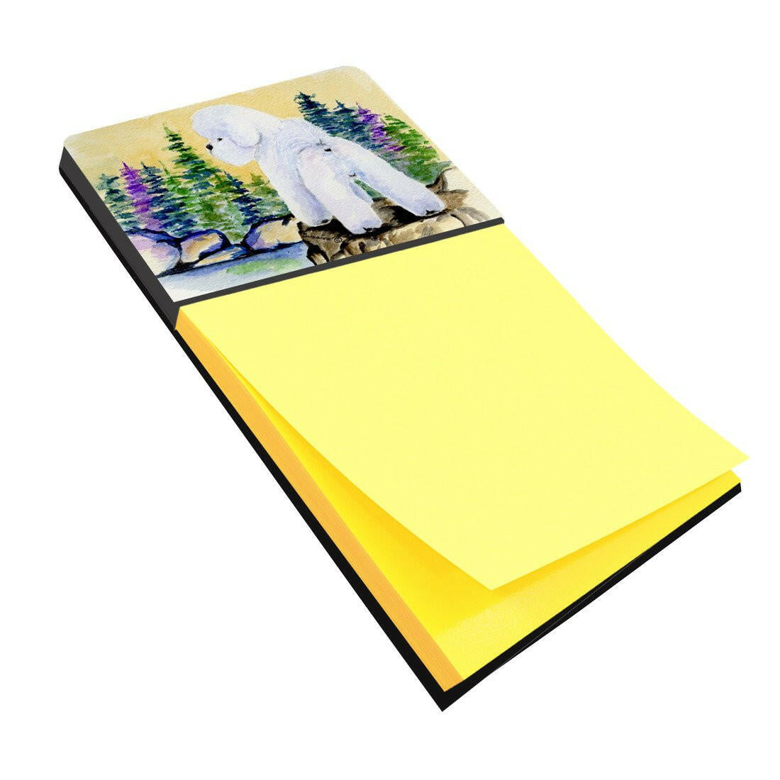 Bichon Frise Watercolor Sticky Note Holder Refillable Dispenser Desk Accessory 3x3 Pad Gift