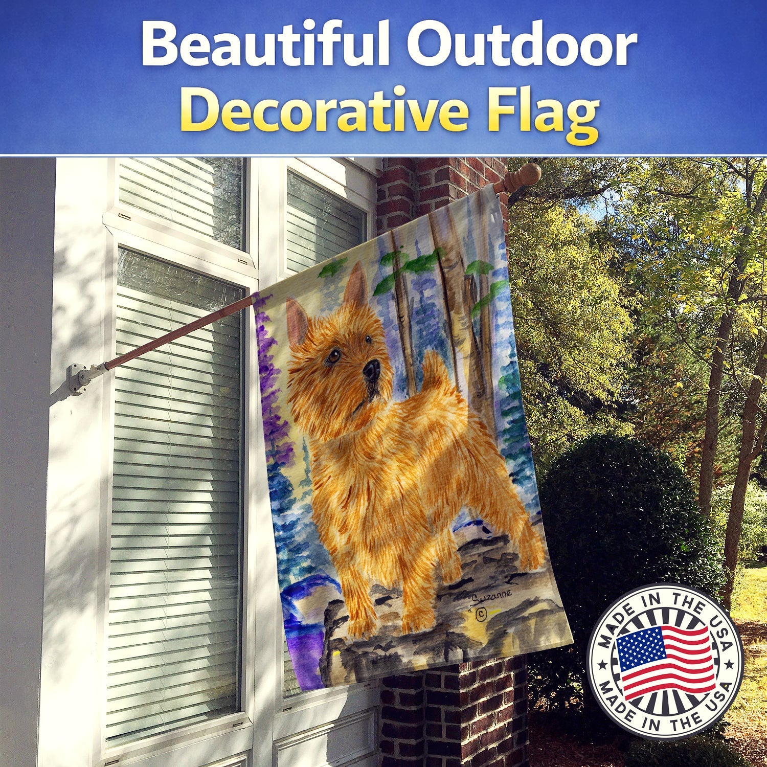 Norwich Terrier House Flag 28x40 Porch Sleeve Pole Decorative Outside Yard Banner Artwork Wall Hanging, Polyester