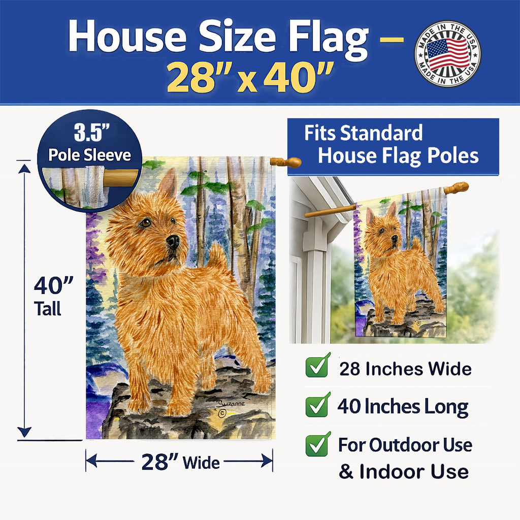 Norwich Terrier House Flag 28x40 Porch Sleeve Pole Decorative Outside Yard Banner Artwork Wall Hanging, Polyester