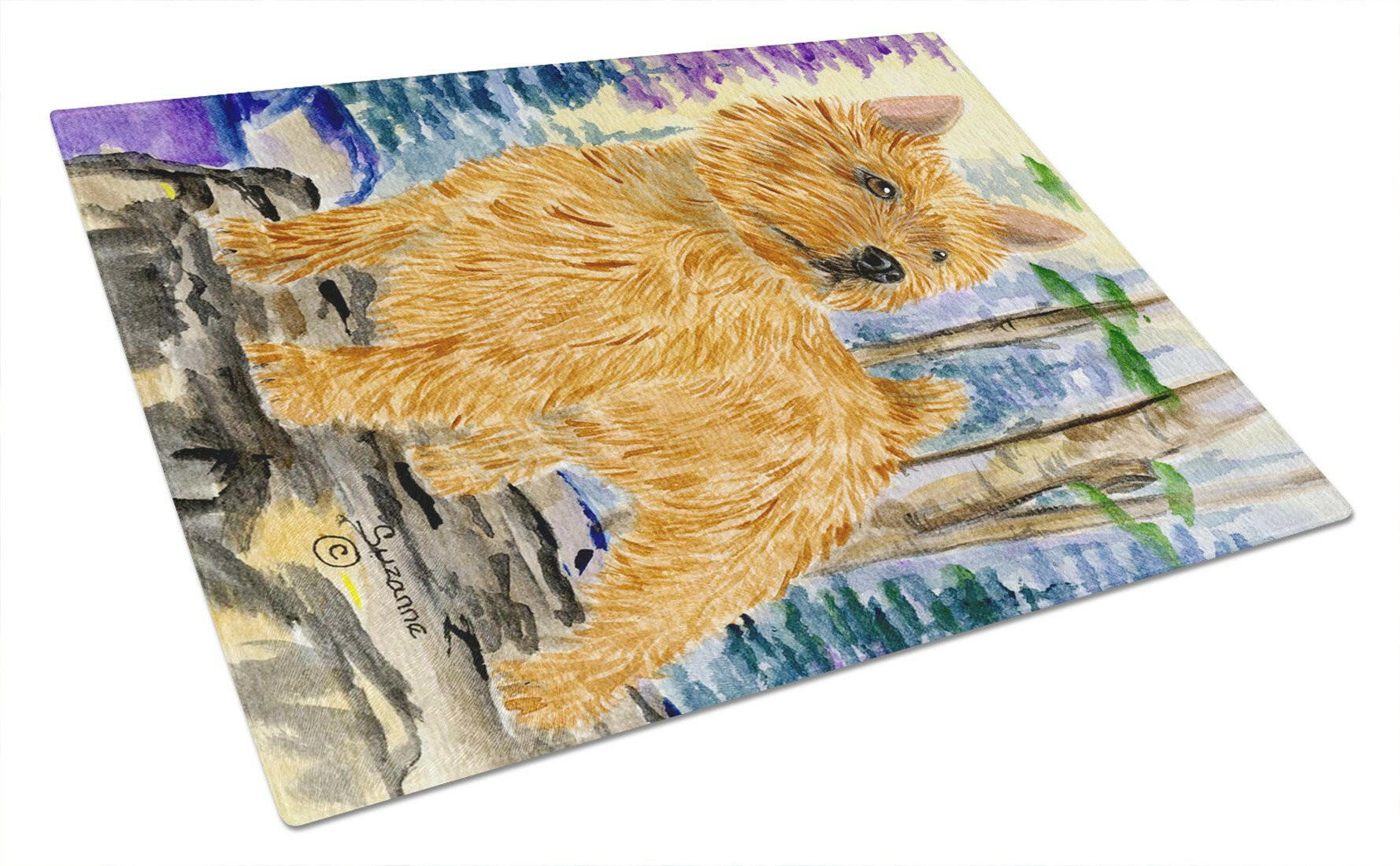 Norwich Terrier Cutting Board Tempered Glass Kitchen Cutting Surface, Heat Resistant Chopping, Non-Slip Feet, Food Prep & Serving
