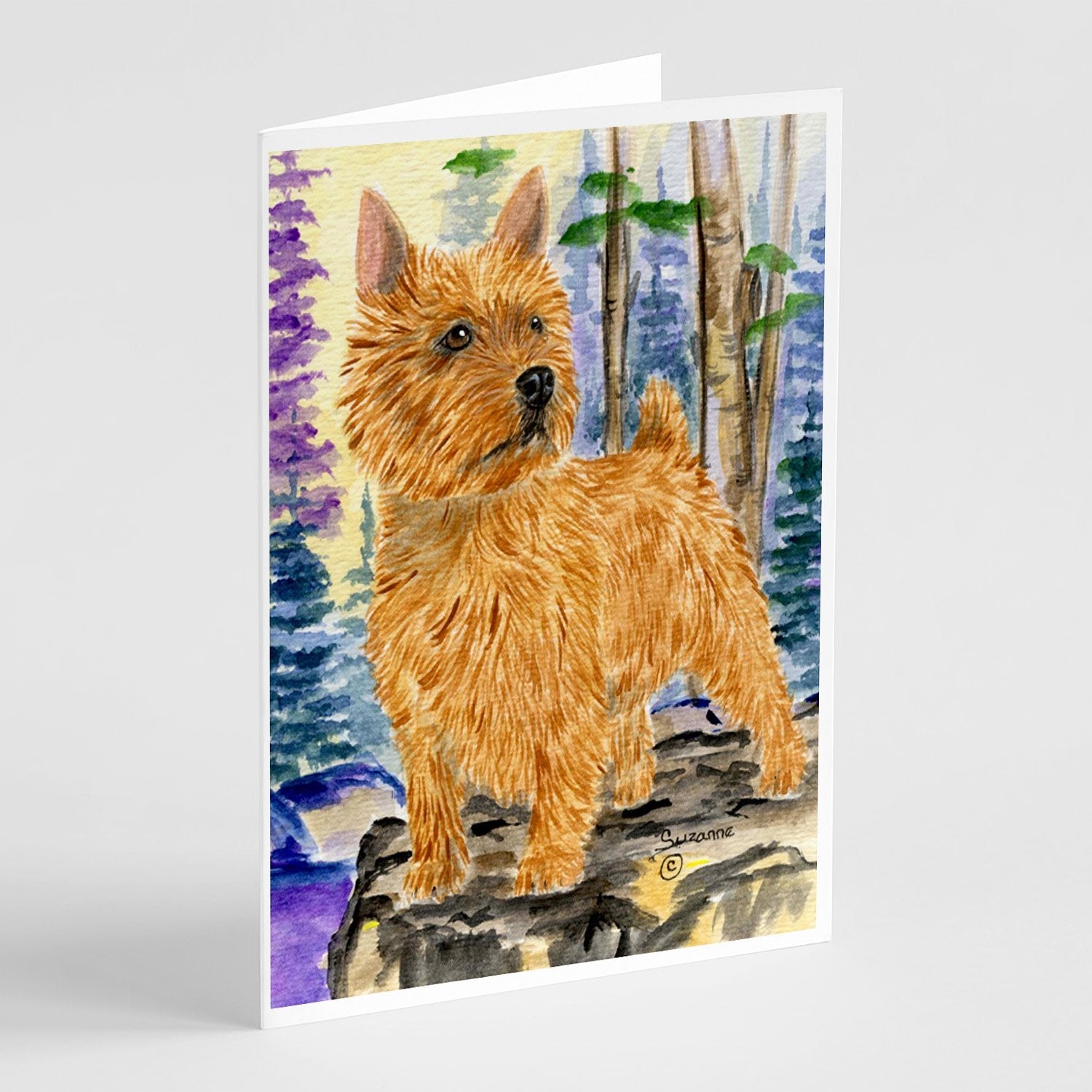 Norwich Terrier Greeting Cards Pack of 8 Blank Cards with Envelopes Whimsical A7 Size 5x7