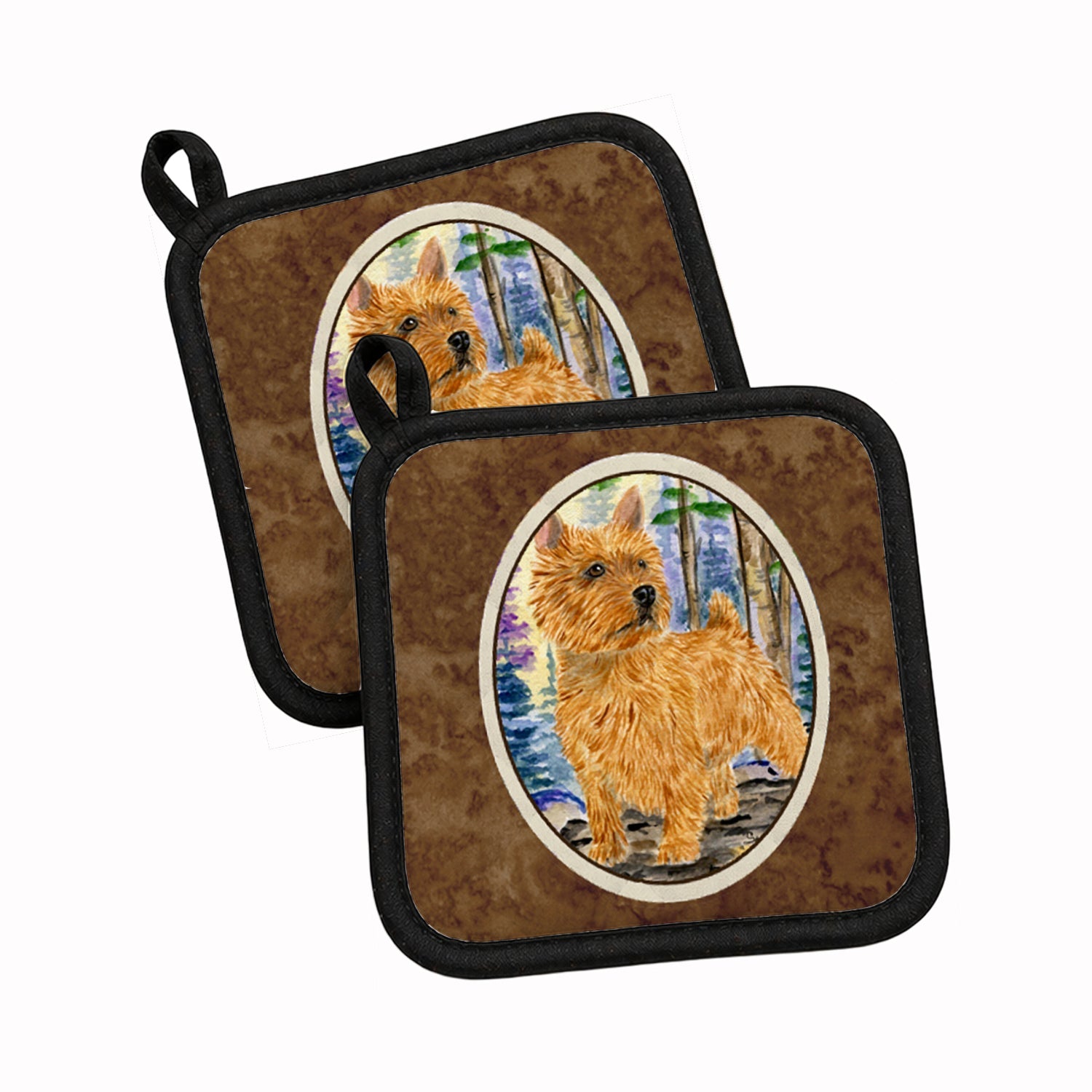 Norwich Terrier Pot Holder Set of 2 Heat Resistant Quilted Hot Pads 7.5 x 7.5 Inch, Insulated Kitchen Trivets for Cooking & Baking