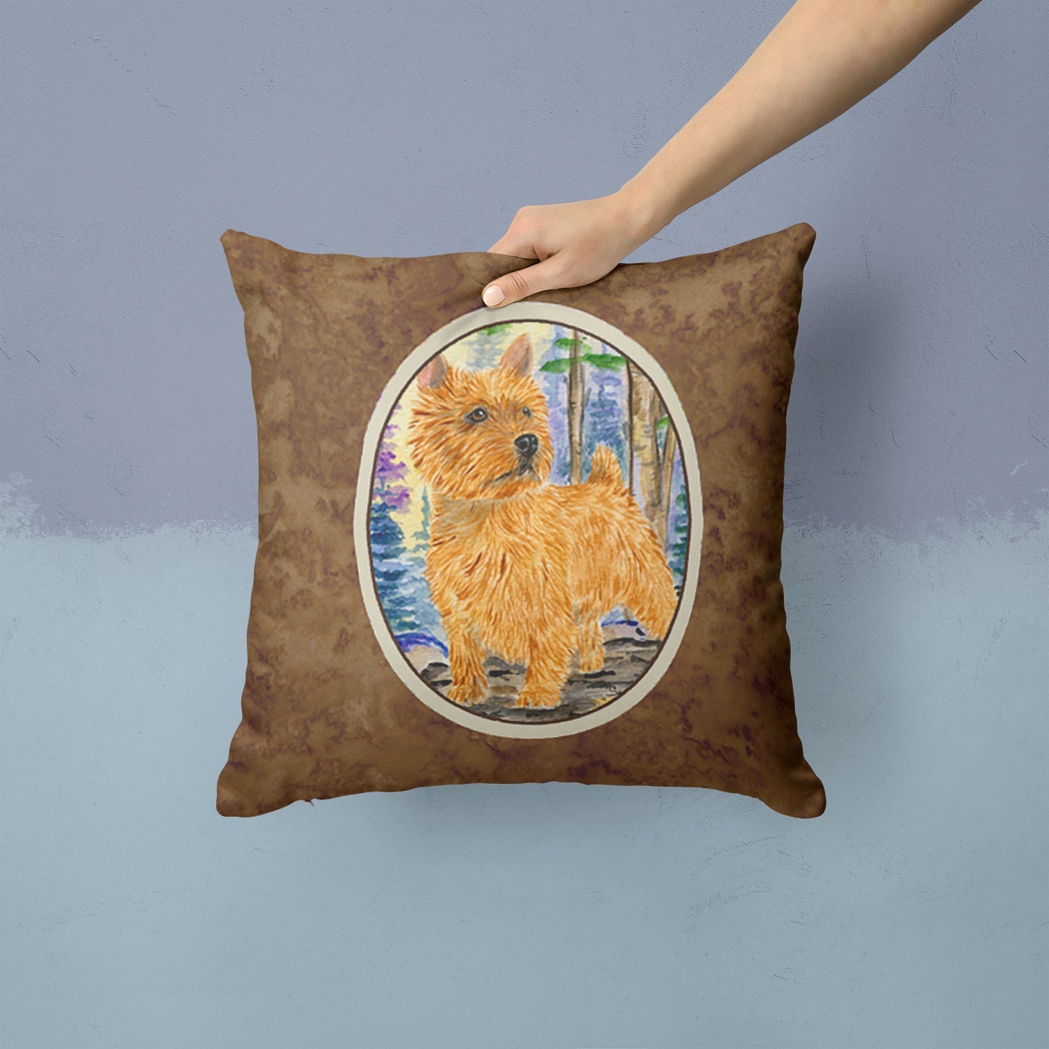 Norwich Terrier Decorative Throw Pillow 14x14 Indoor Outdoor Accent Cushion, Fabric Cover with Insert for Sofa, Bed, Porch & Living Room