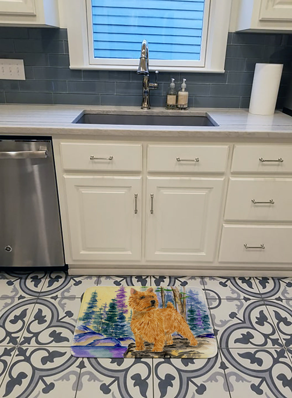 Norwich Terrier Memory Foam Kitchen Mat Machine Washable Anti-Fatigue Cushion Comfort Bath or Kitchen Rug
