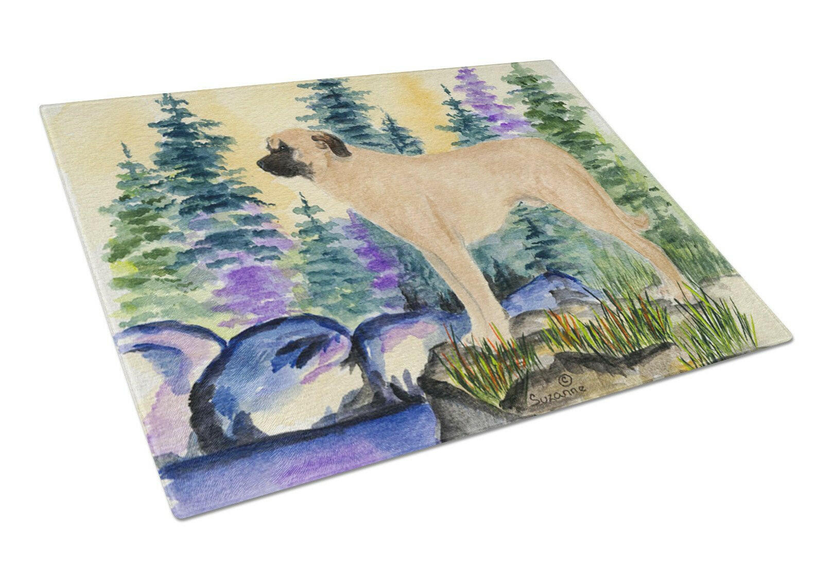 Anatolian Shepherd Cutting Board Tempered Glass Kitchen Cutting Surface, Heat Resistant Chopping, Non-Slip Feet, Food Prep & Serving