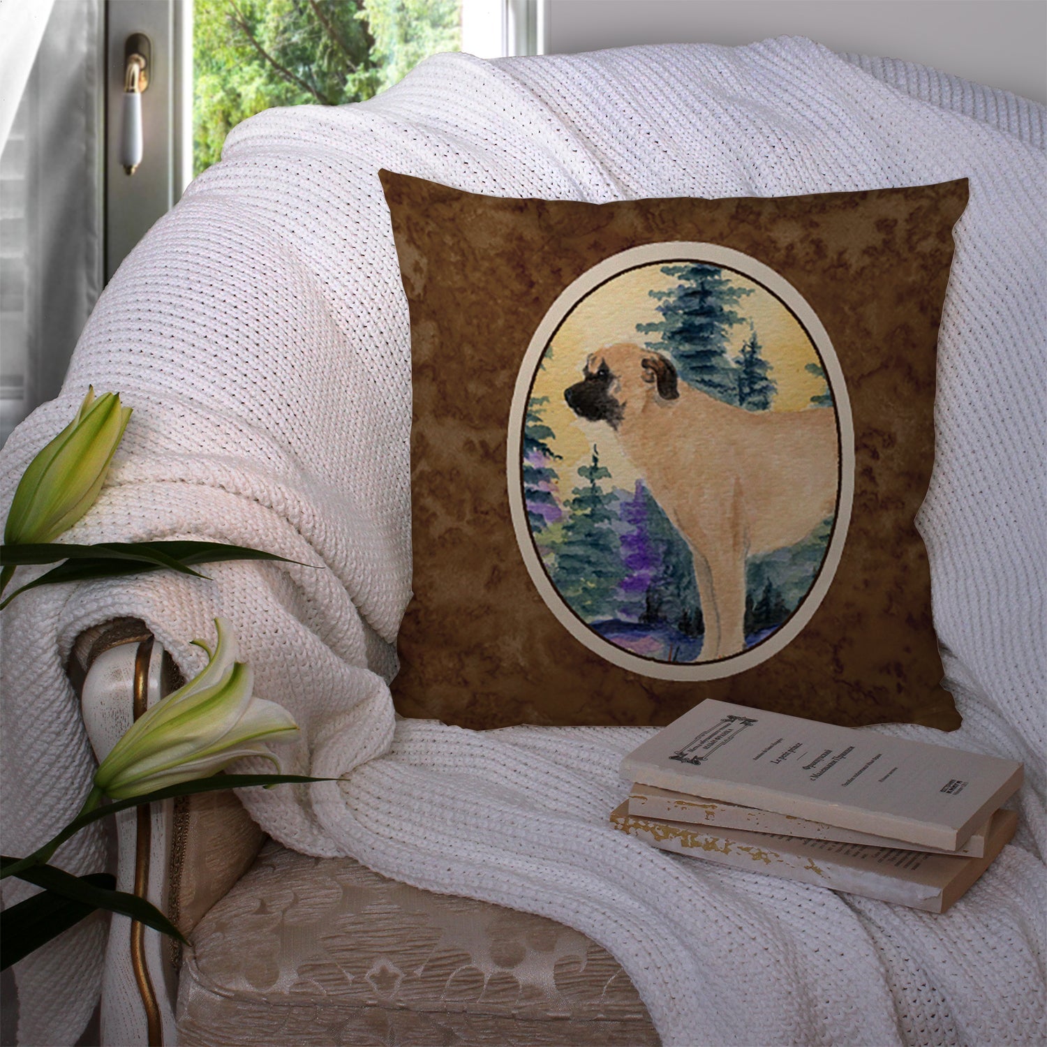 Anatolian Shepherd Decorative Throw Pillow 14x14 Indoor Outdoor Accent Cushion, Fabric Cover with Insert for Sofa, Bed, Porch & Living Room