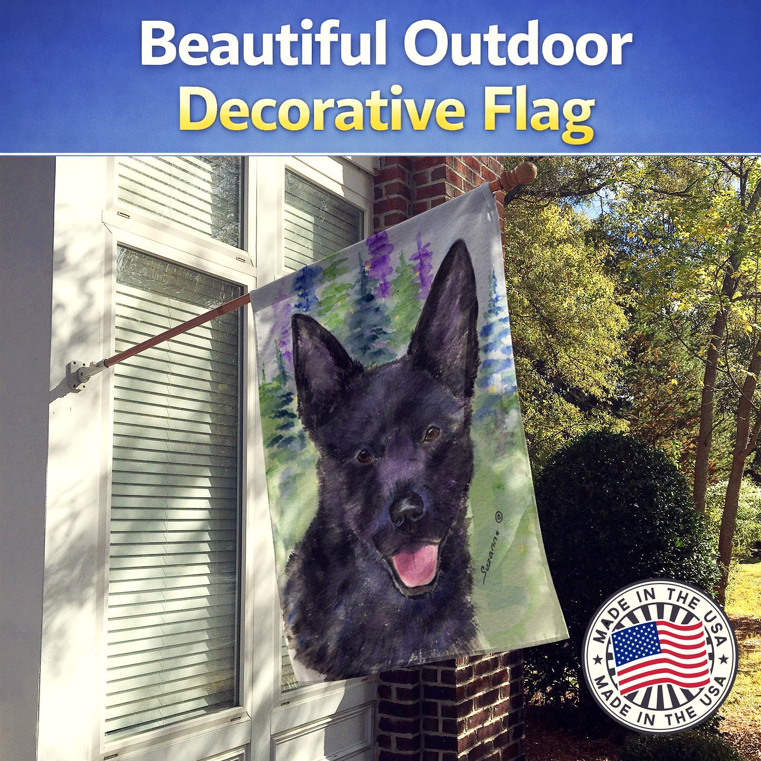 Australian Kelpie House Flag 28x40 Porch Sleeve Pole Decorative Outside Yard Banner Artwork Wall Hanging, Polyester