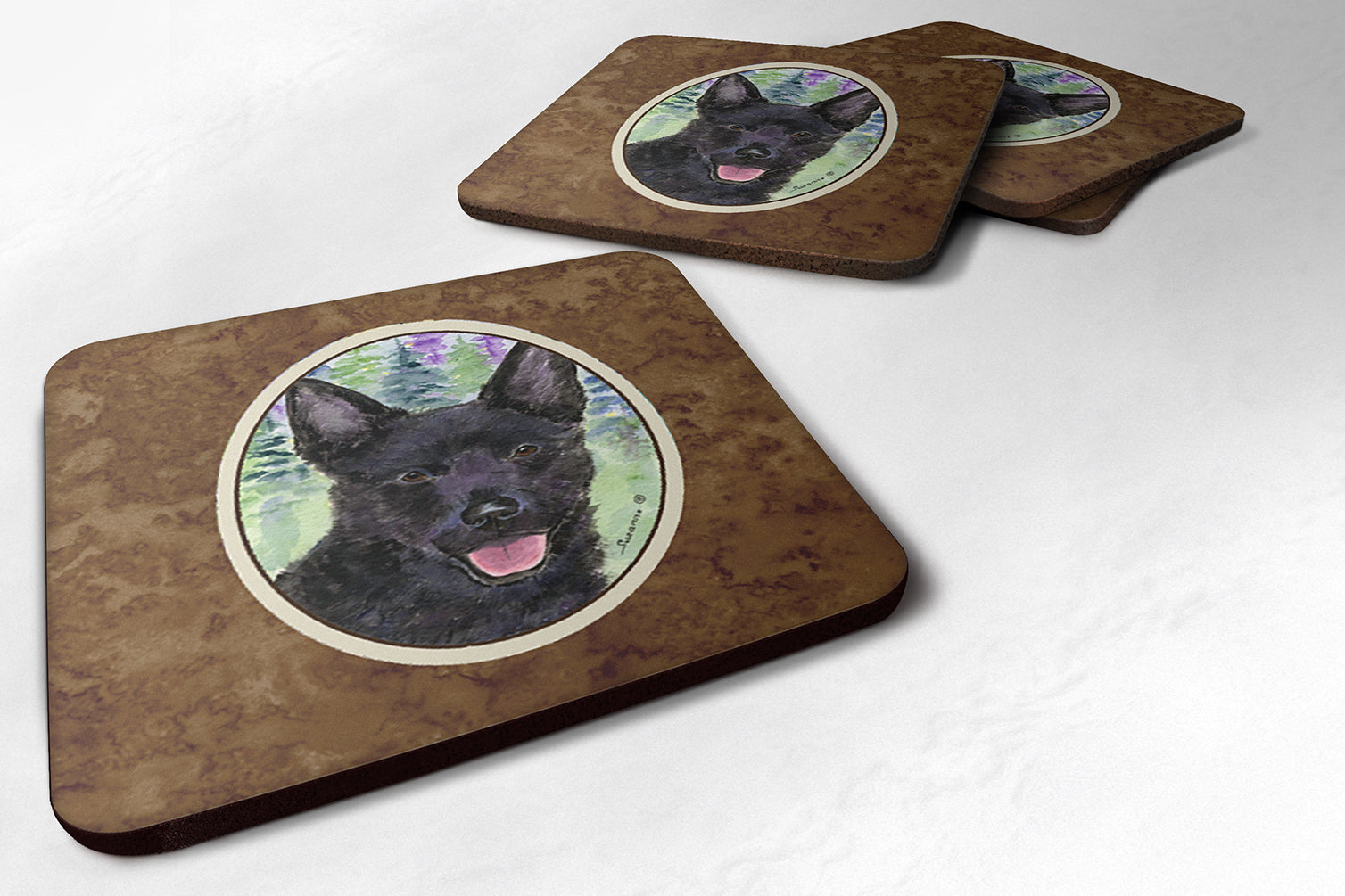 Australian Kelpie Foam Coasters Set of 4 Cup Coasters for Indoor Outdoor, Tabletop Protection, Anti Slip, Mouse pad Material