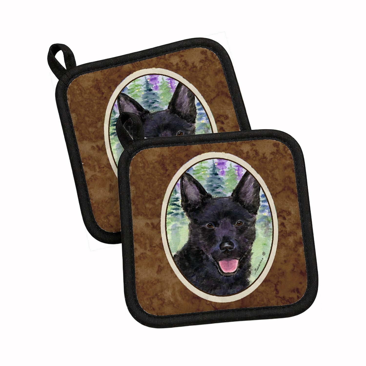 Australian Kelpie Pot Holder Set of 2 Heat Resistant Quilted Hot Pads 7.5 x 7.5 Inch, Insulated Kitchen Trivets for Cooking & Baking