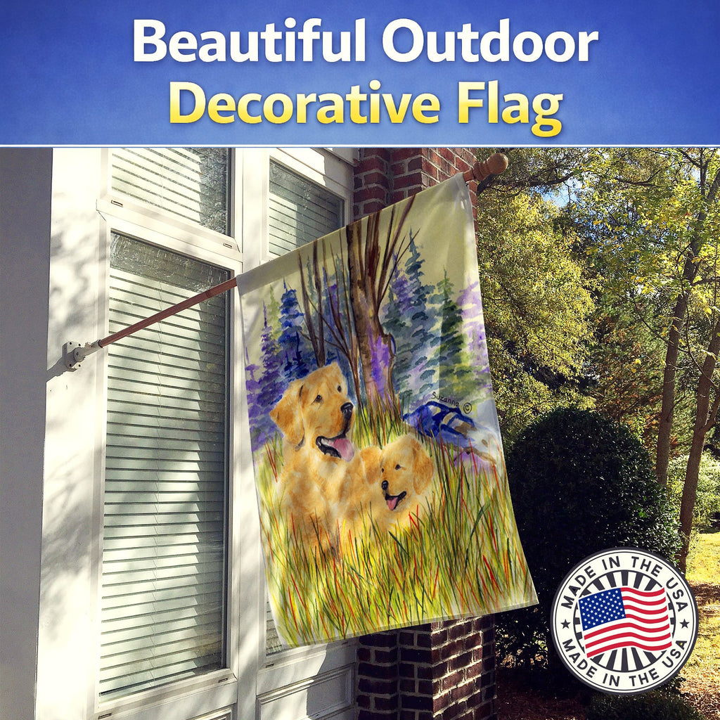 Golden Retriever House Flag 28x40 Porch Sleeve Pole Decorative Outside Yard Banner Artwork Wall Hanging, Polyester