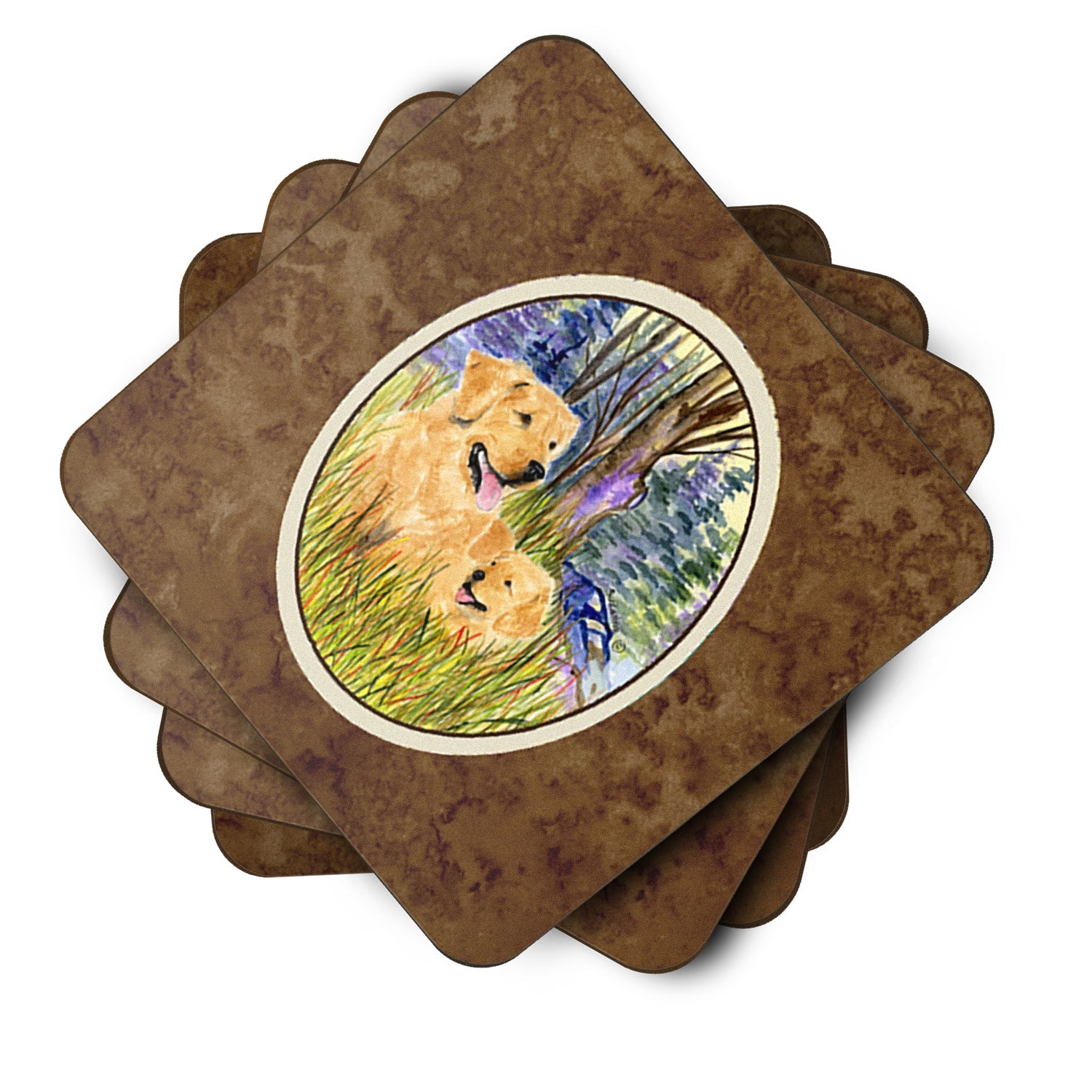 Golden Retriever Foam Coasters Set of 4 Cup Coasters for Indoor Outdoor, Tabletop Protection, Anti Slip, Mouse pad Material
