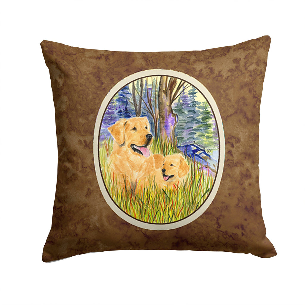 Golden Retriever Decorative Throw Pillow 14x14 Indoor Outdoor Accent Cushion, Fabric Cover with Insert for Sofa, Bed, Porch & Living Room