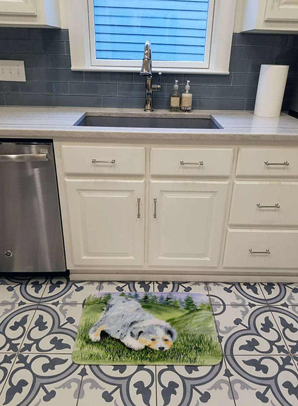 Australian Shepherd Memory Foam Kitchen Mat Machine Washable Anti-Fatigue Cushion Comfort Bath or Kitchen Rug