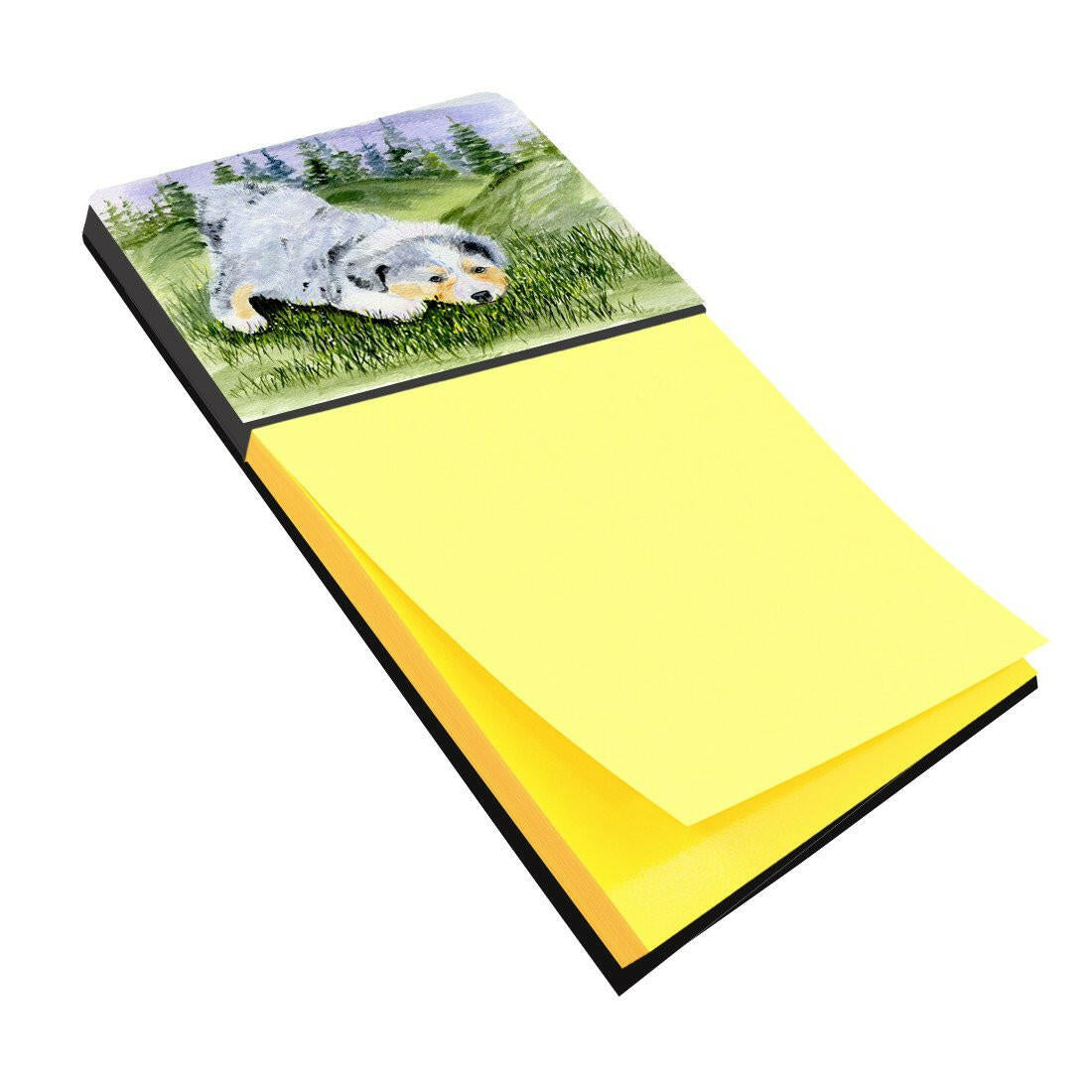 Australian Shepherd Watercolor Sticky Note Holder Refillable Dispenser Desk Accessory 3x3 Pad Gift